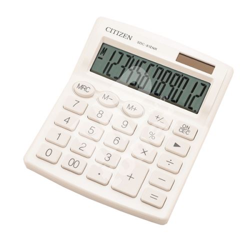 Kalkulačka Citizen SDC812NRWHE, stolní, dvanáctimístná, duální napájení, bílá 1