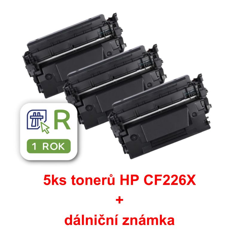 5ks kompatibilních tonerů HP CF226X, MP print + dálniční známka