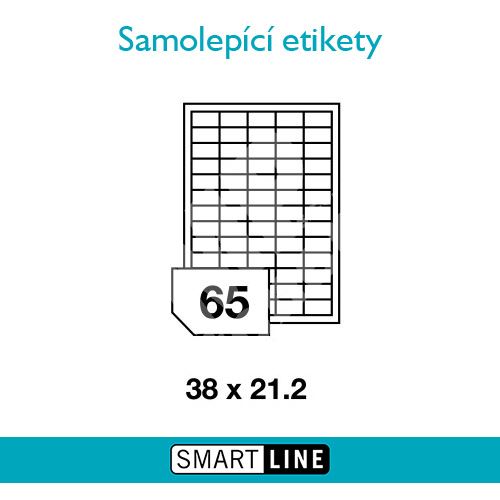 Samolepící bílé etikety Smart Line A4 38,1 x 21,2 mm 100 archů 1