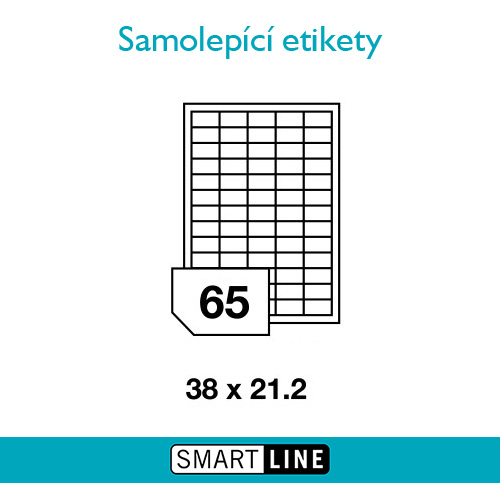 Samolepící bílé etikety Smart Line A4 38,1 x 21,2 mm 100 archů