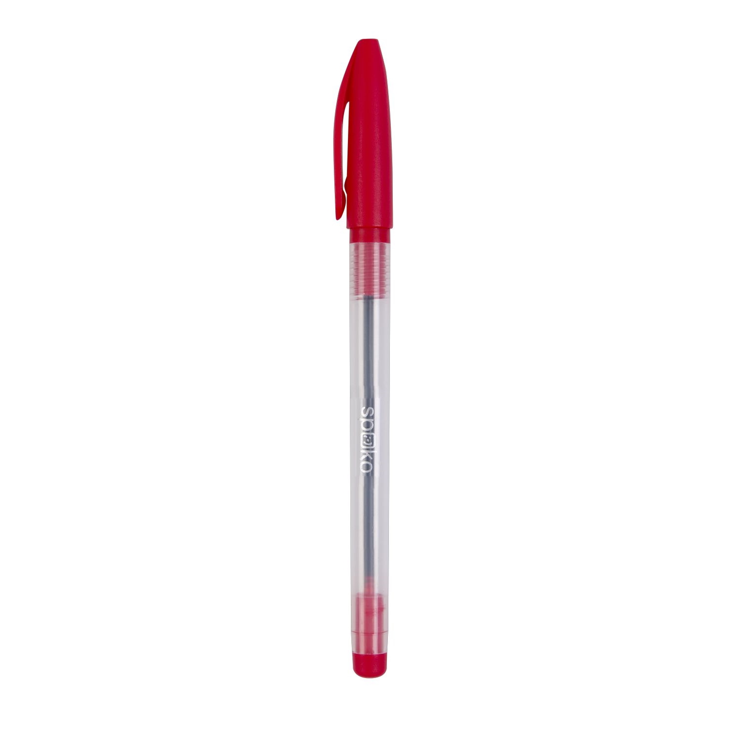 Kuličkové pero Spoko, jednorázové, červená náplň, červené