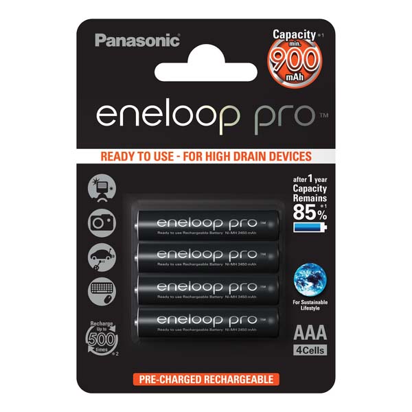 Nabíjecí baterie Panasonic Eneloop Pro, AAA, 1.2V, 900 mAh, blistr, 4-pack