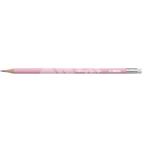 Grafitová tužka s gumou Stabilo Swano Pastel, růžová, šestihranná, HB 1