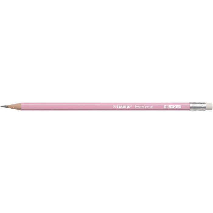 Grafitová tužka s gumou Stabilo Swano Pastel, růžová, šestihranná, HB
