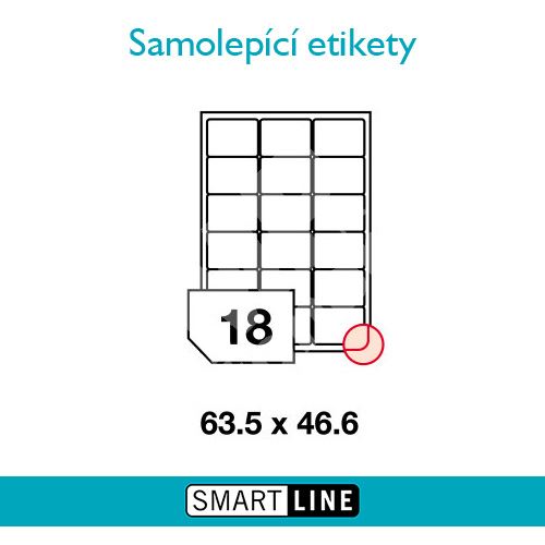 Samolepící bílé etikety Smart Line A4 63,5x46,6 mm 100 archů 1
