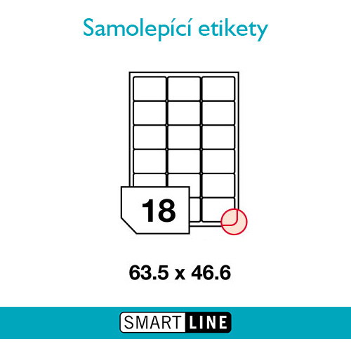 Samolepící bílé etikety Smart Line A4 63,5 x 46,6 mm 100 archů