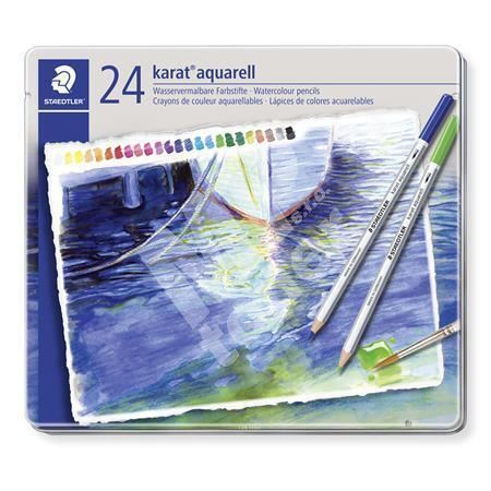 Akvarelové pastelky Staedtler Karat, kovová krabička, 24 barev 3