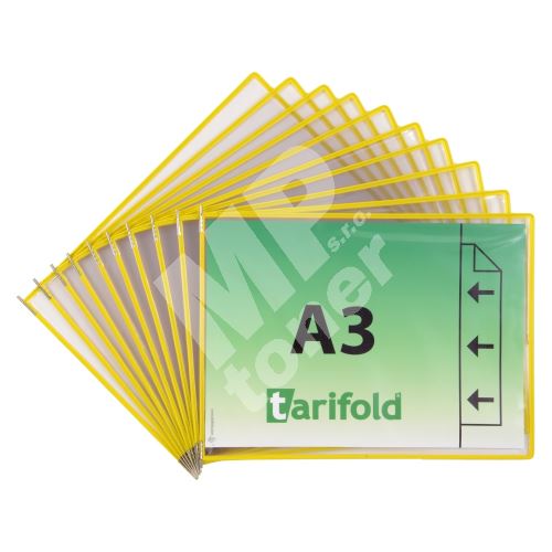 Tarifold závěsný rámeček s kapsou, A3, otevřený bokem vertikální, žlutý, 10 ks 1