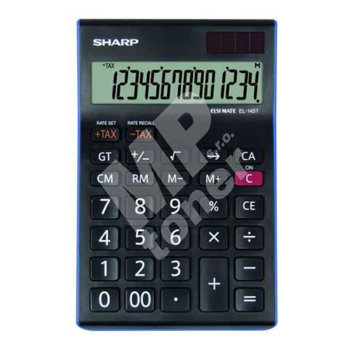 Kalkulačka Sharp EL145TBL, černo-modrá, stolní, čtrnáctimístná 1
