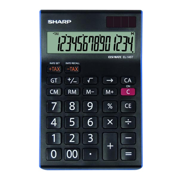 Kalkulačka Sharp EL145TBL, černo-modrá, stolní, čtrnáctimístná