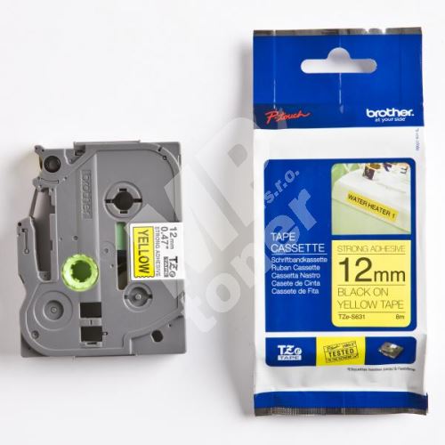 Páska Brother TZ-S631, 12mm, černý tisk/žlutý podklad, originál 1
