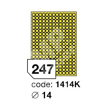 Samolepící etikety Rayfilm Office průměr 14 mm 300 archů, matně žlutá, R0121.1414KD 1