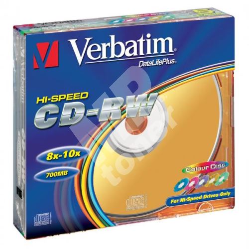 Verbatim CD-RW, DataLife PLUS, 700 MB, Color, slim box, 43167, 8-12x, 5-pack 1