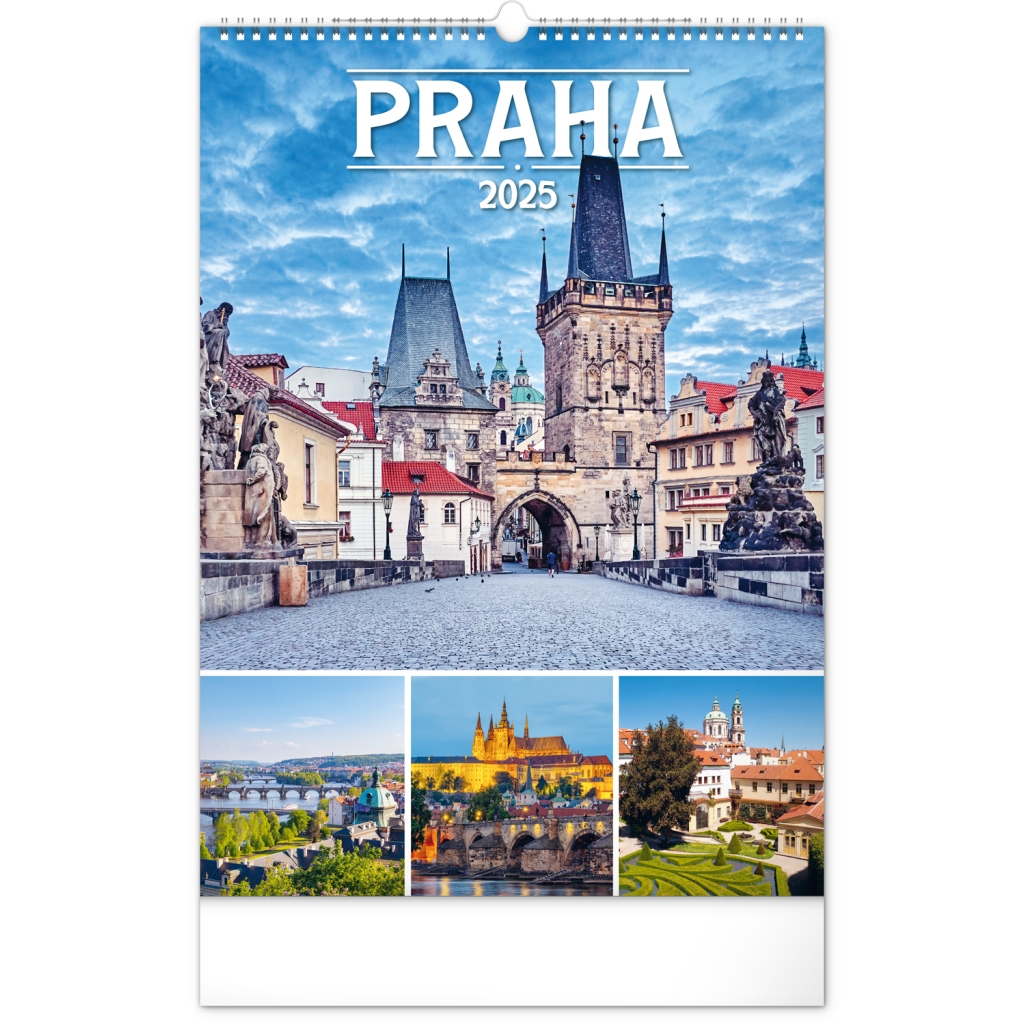 Nástěnný kalendář Notique Praha 2025, 33 x 46 cm