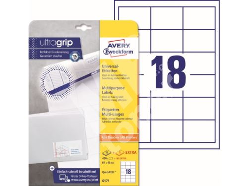 Samolepící etikety Ultragrip 64 x 45 mm, 30 listů A4 6171 1