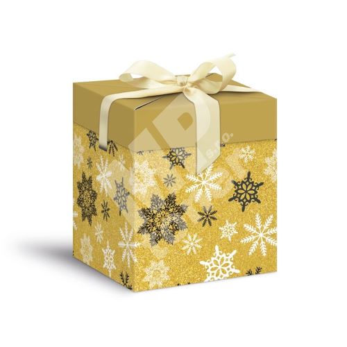 Krabička dárková vánoční 12  x12 x 15cm, zlatá 1