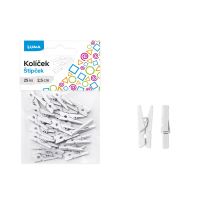 Kolíček Luma 2,5cm bílý, 25ks