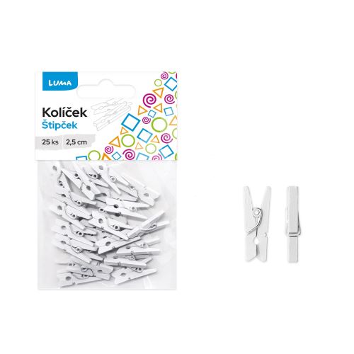 Kolíček 2,5cm bílý, 25ks LUMA 1