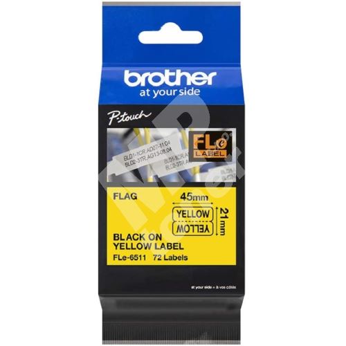 Páska do šítkovače Brother FLE6511, černý tisk/žlutý podklad, originál 1