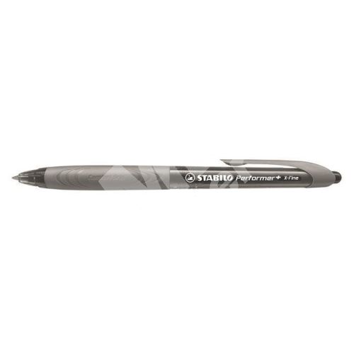 Kuličkové pero Stabilo Performer+, šedé tělo, 0,38mm, modrý inkoust 1