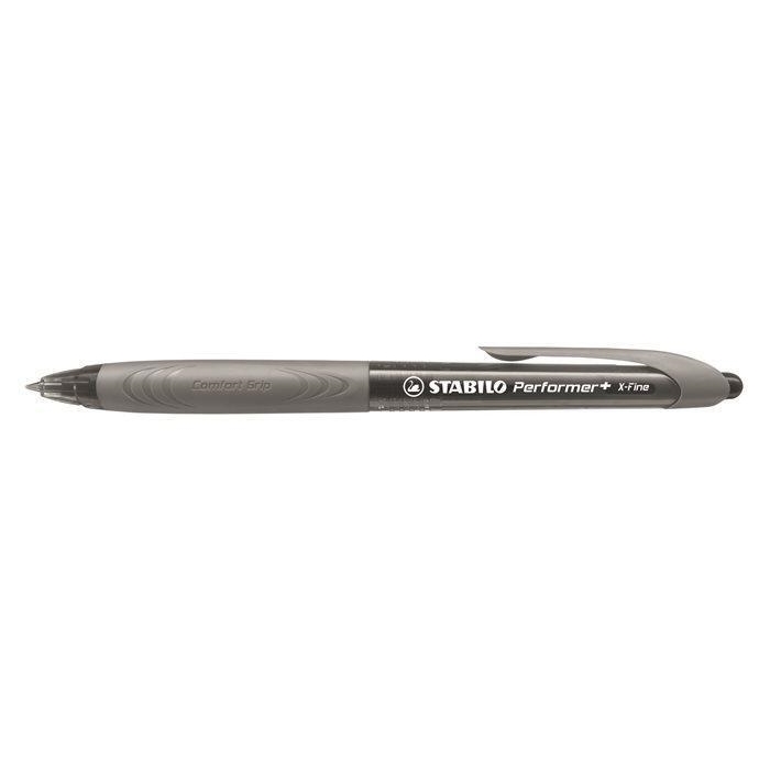 Kuličkové pero Stabilo Performer+, šedé tělo, 0,38mm, modrý inkoust