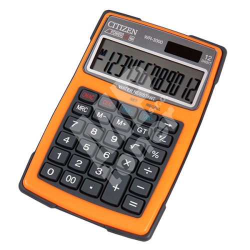Kalkulačka Citizen WR3000NRORE, stolní s výpočtem DPH, dvanáctimístná, oranžová, 1