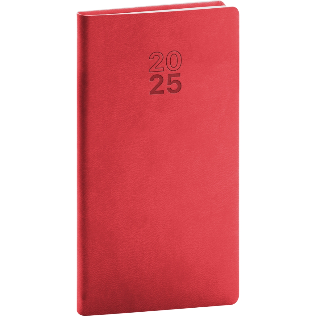 Kapesní diář Notique Aprint 2025, červený, 9 x 15,5 cm