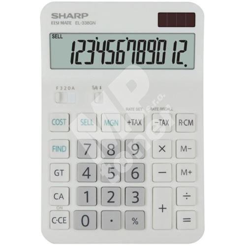 Kalkulačka Sharp EL-338GN, bílá, stolní, dvanáctimístná 1