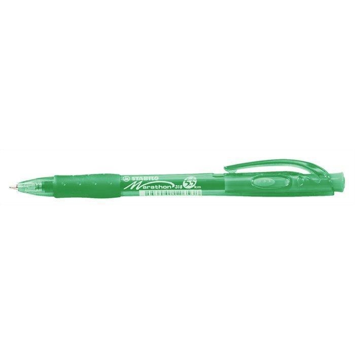 Kuličkové pero Stabilo Marathon, 0,4mm, stiskací mechanismus, zelené