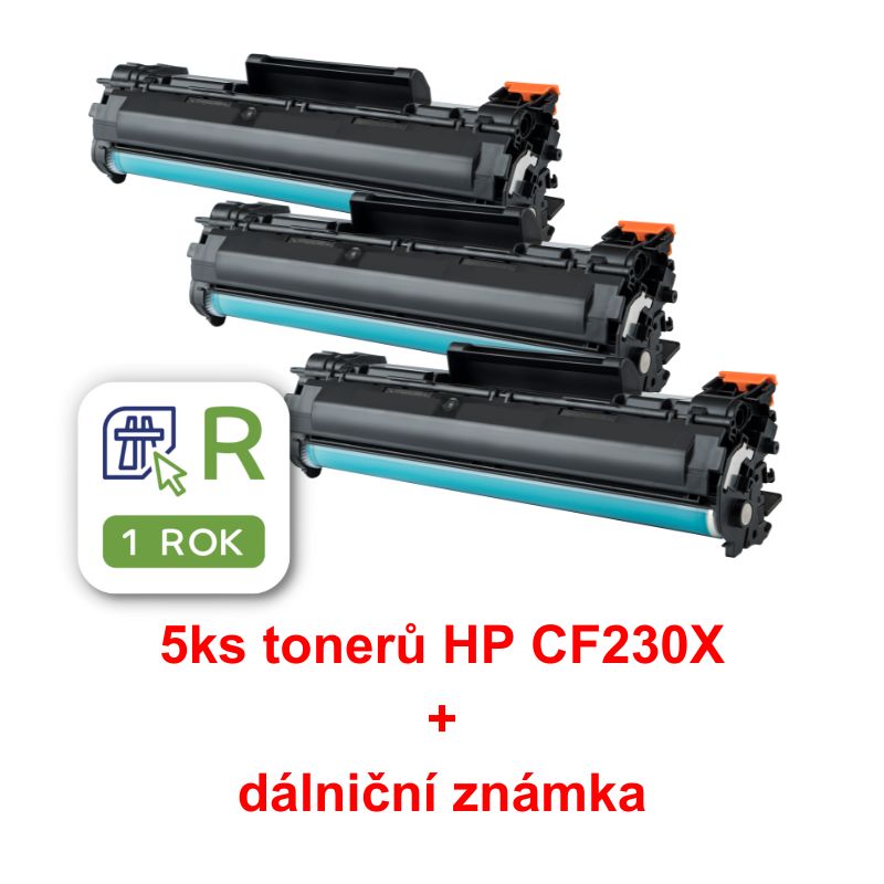 5ks kompatibilní toner HP CF230X MP print + dálniční známka