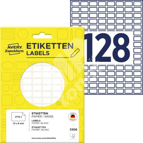 Samolepící etikety 13 x 8 mm, 3.712 ks v bal. 3306 1