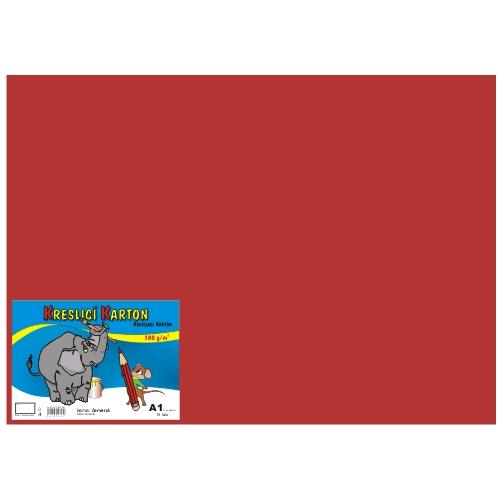 Kreslící karton A1, 180g, červený, 10 listů