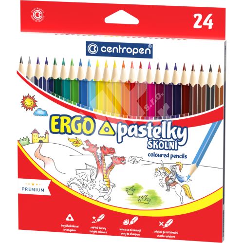 Školní pastelky Centropen 9521, trojhranné Ergo, 24ks 1