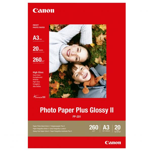 Canon Photo Paper Plus Glossy, foto papír, lesklý, bílý, A3, 260 g/m2, 20 ks, PP-201 A3