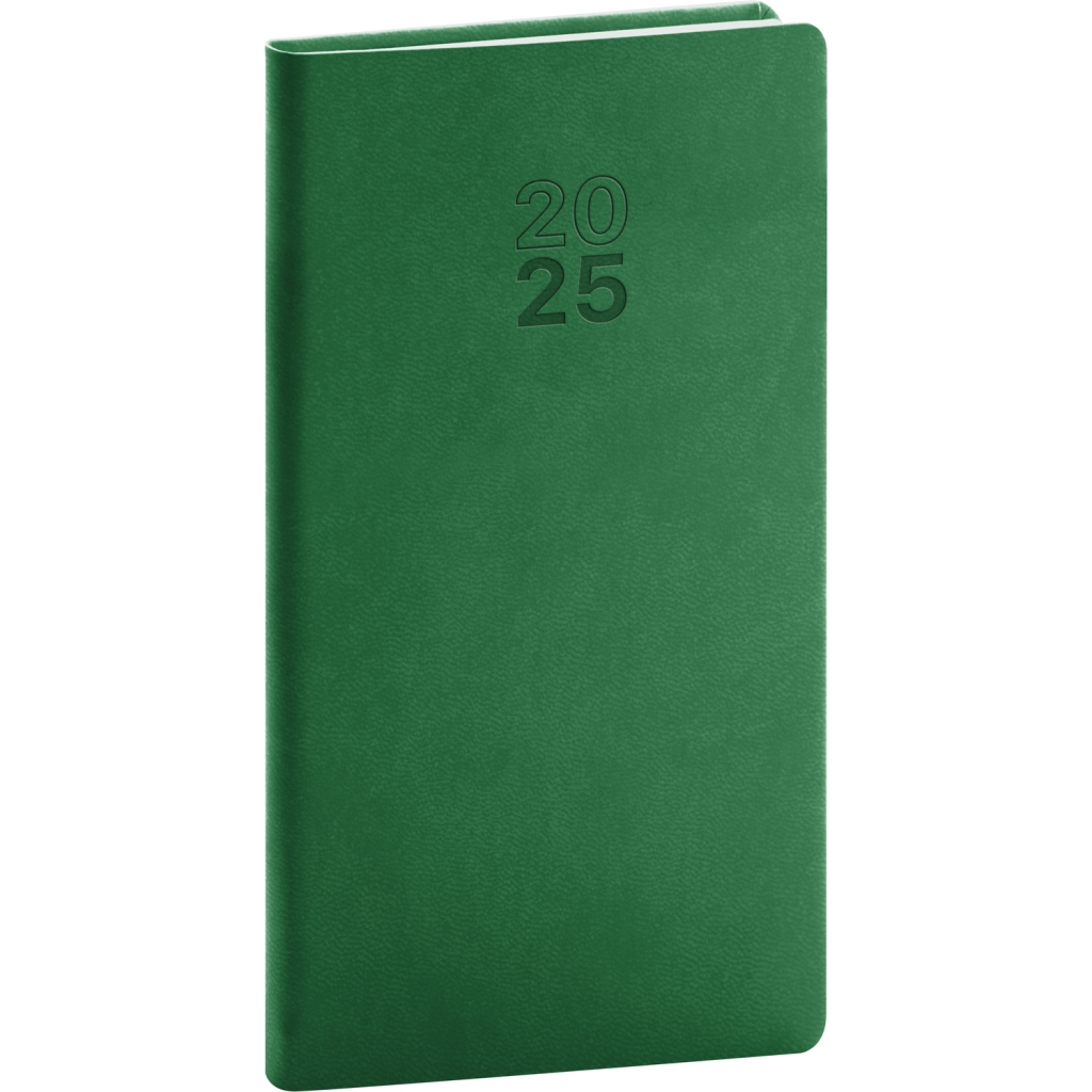 Kapesní diář Notique Aprint 2025, zelený, 9 x 15,5 cm