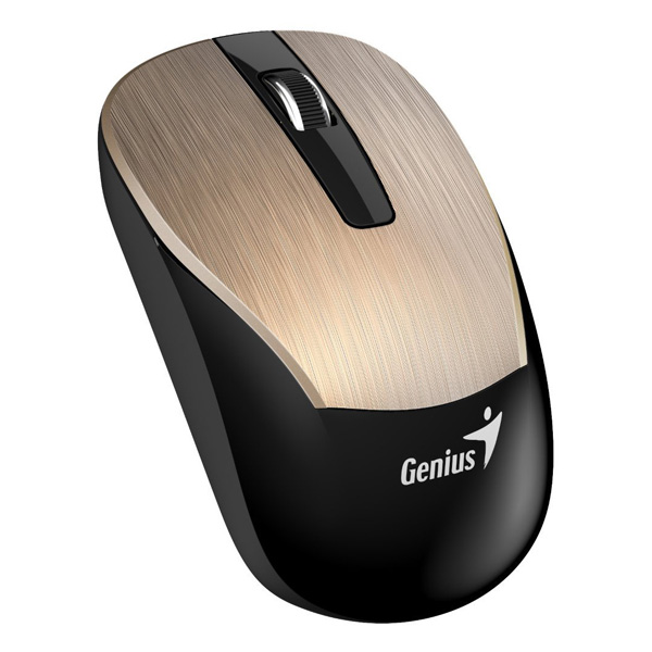 Myš Genius Eco-8015, 1600DPI, optická, 3tl., bezdrátová USB, černo-zlatá
