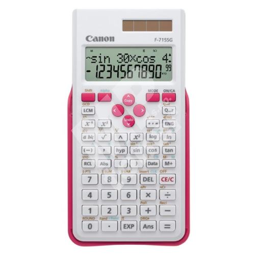Kalkulačka Canon F-715SG, bílá, školní, dvanáctimístná, s růžovým krytem 1