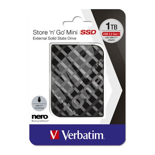 1TB Verbatim Store n Go mini, Externí SSD, USB 3.2 Gen 1, 53237, černý 1