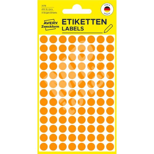 Etikety na ruční popis kolečko průměr 8 mm - světle oranžové - 3178 1