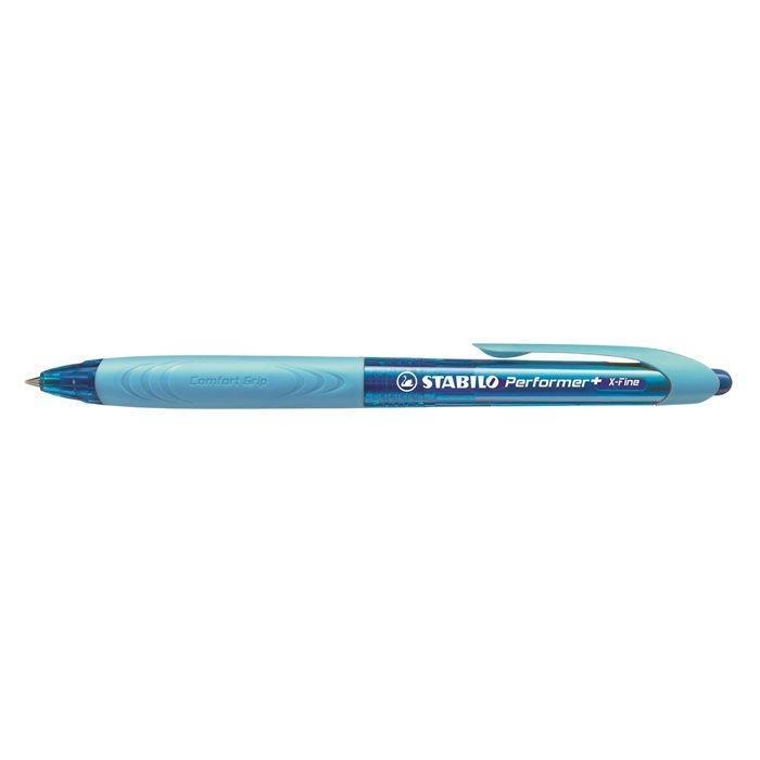 Kuličkové pero Stabilo Performer+, modré tělo, 0,38mm, modrý inkoust