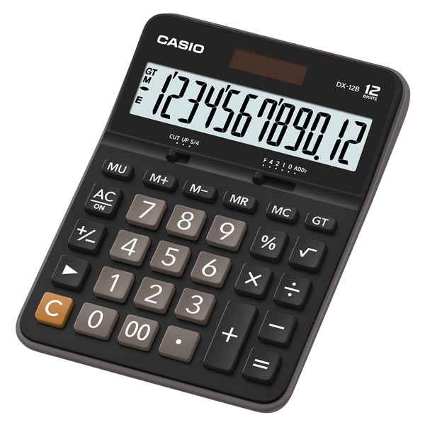 Kalkulačka Casio DX 12 B, černá, stolní, dvanáctimístná
