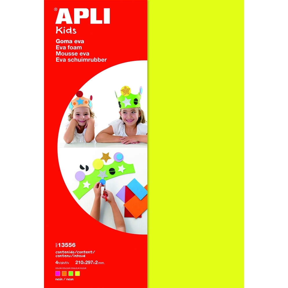 Pěnovka Apli, 210 x 297 mm, fluo mix barev, 4 ks