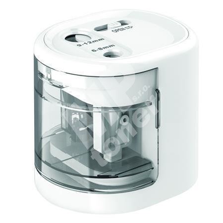 Stolní ořezávátko Rapesco PS12-USB, 2 otvory, baterie/ USB, bílá 1