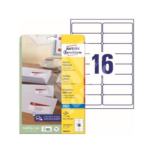 Adresní etikety pro inkjet AVERY 99,1x33,9 mm 25 listů A4 - J8162-25 1