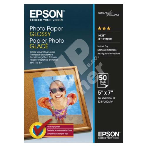 Epson Glossy Photo Paper, foto papír, lesklý, bílý, 13x18cm, 200 g/m2, 50 ks, 1