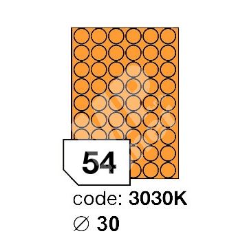 Samolepící etikety Rayfilm Office průměr 30 mm 300 archů, fluo oranžová, R0133.3030KD 1