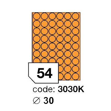 Samolepící etikety Rayfilm Office průměr 30 mm 100 archů, fluo oranžová, R0133.3030KA