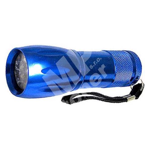 LED svítilna, 9xLED, celokovová, 3x AAA, modrá 1