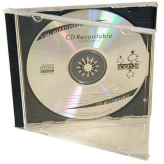 Box na 1ks CD, 10,4mm, průhledný, černý tray, 2-pack, Logo