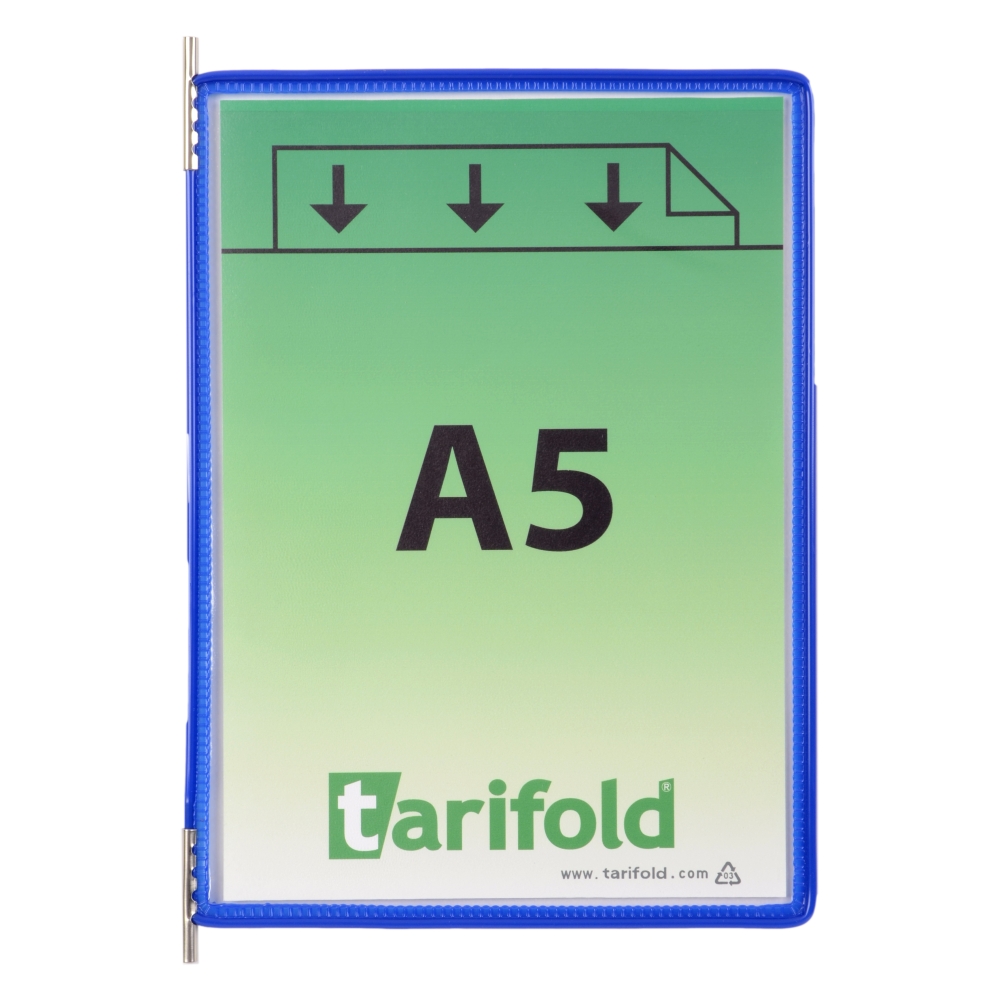 Závěsný rámeček s kapsou Tarifold, A5, otevřený shora, modrý, 10 ks